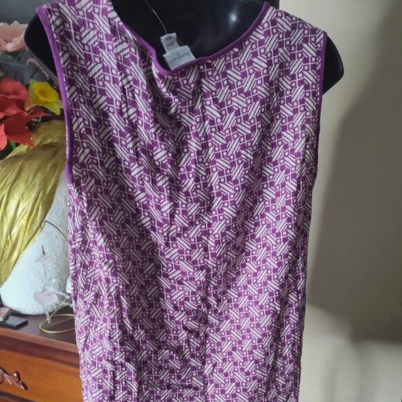 Jaclyn Smith Purple White Sleeveless Top Geometric Pattern Size Medium A(A2-33) - Picture 2 of 8